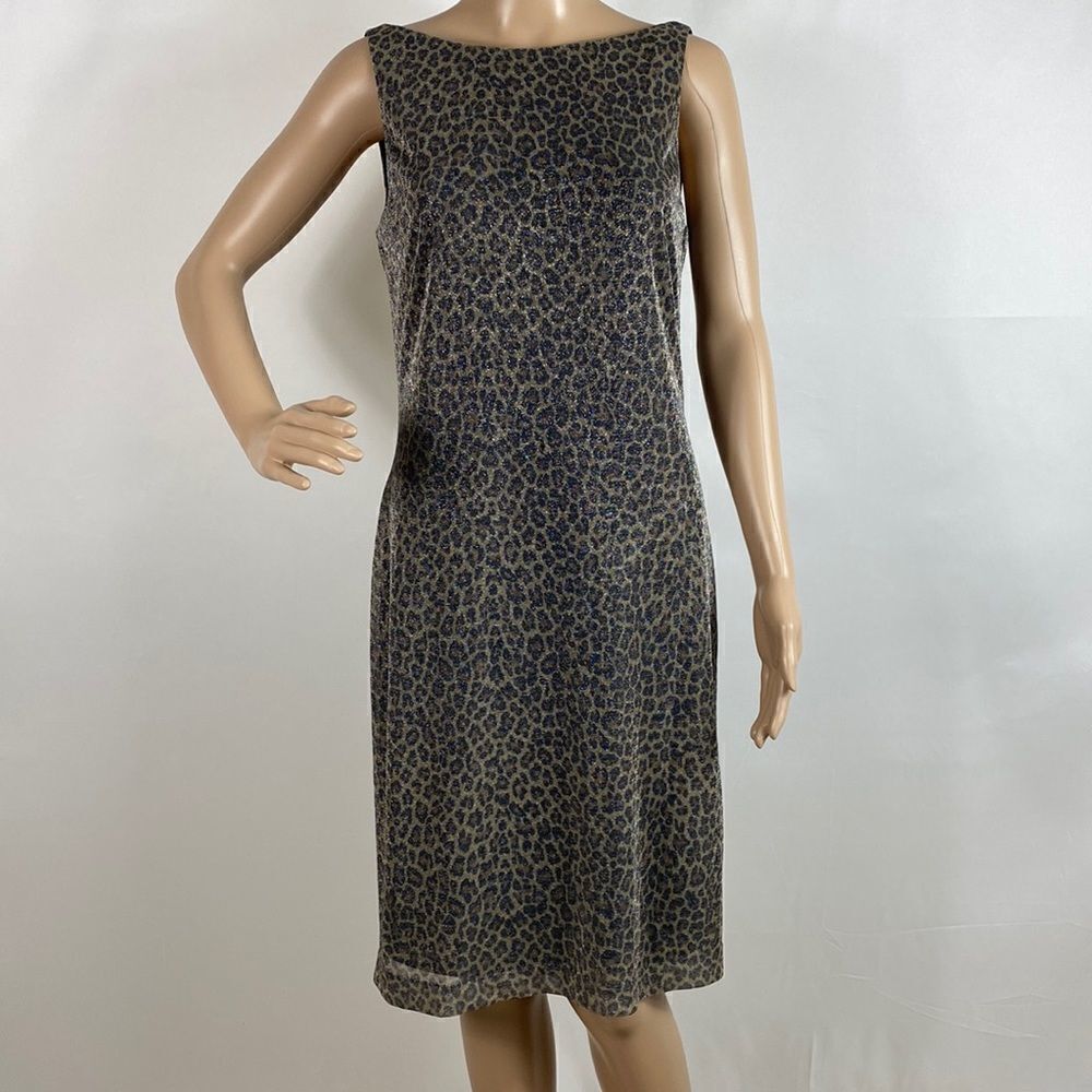 Vintage 90s Andrea Polizzi for Rex Lester animal print shimmer mini dress size 8